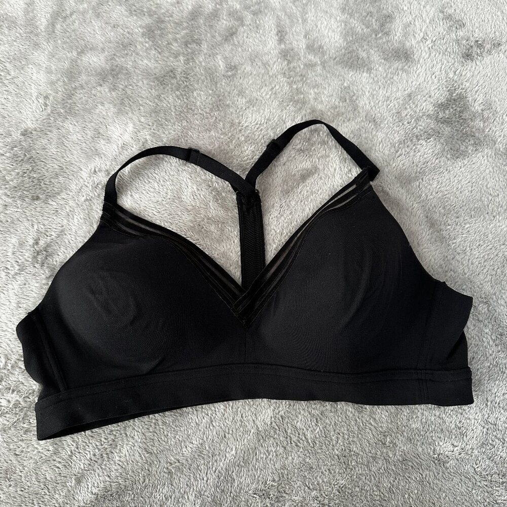 Athleta Black Strappy Racerback Sports Athletic Bra Women's LARGE
